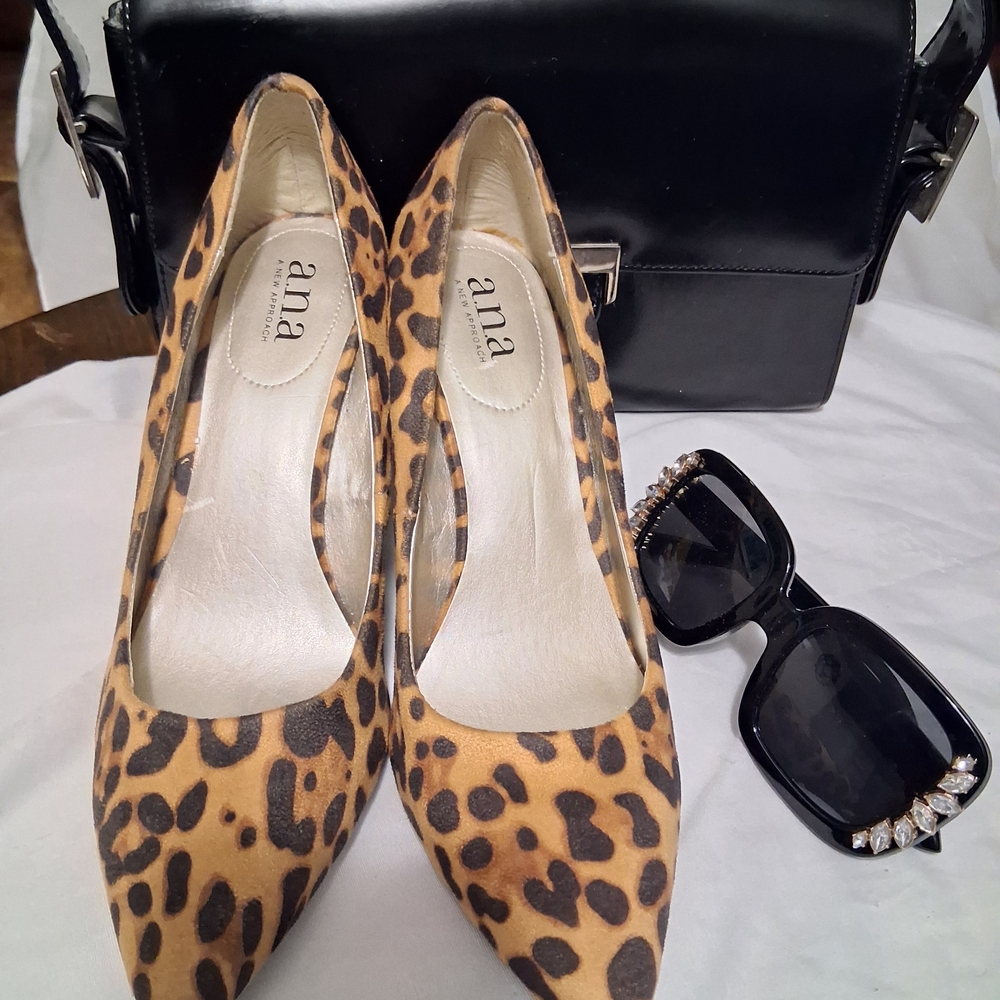 a.n.a Tan and Black Leopard Print Heels